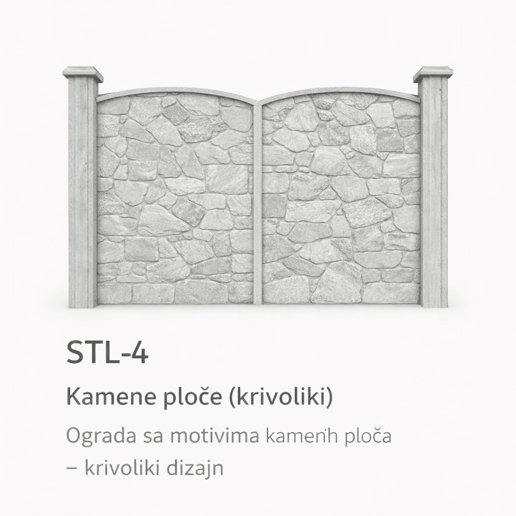 STL-4 Kamene ploče (krivoliki) betonska ograda